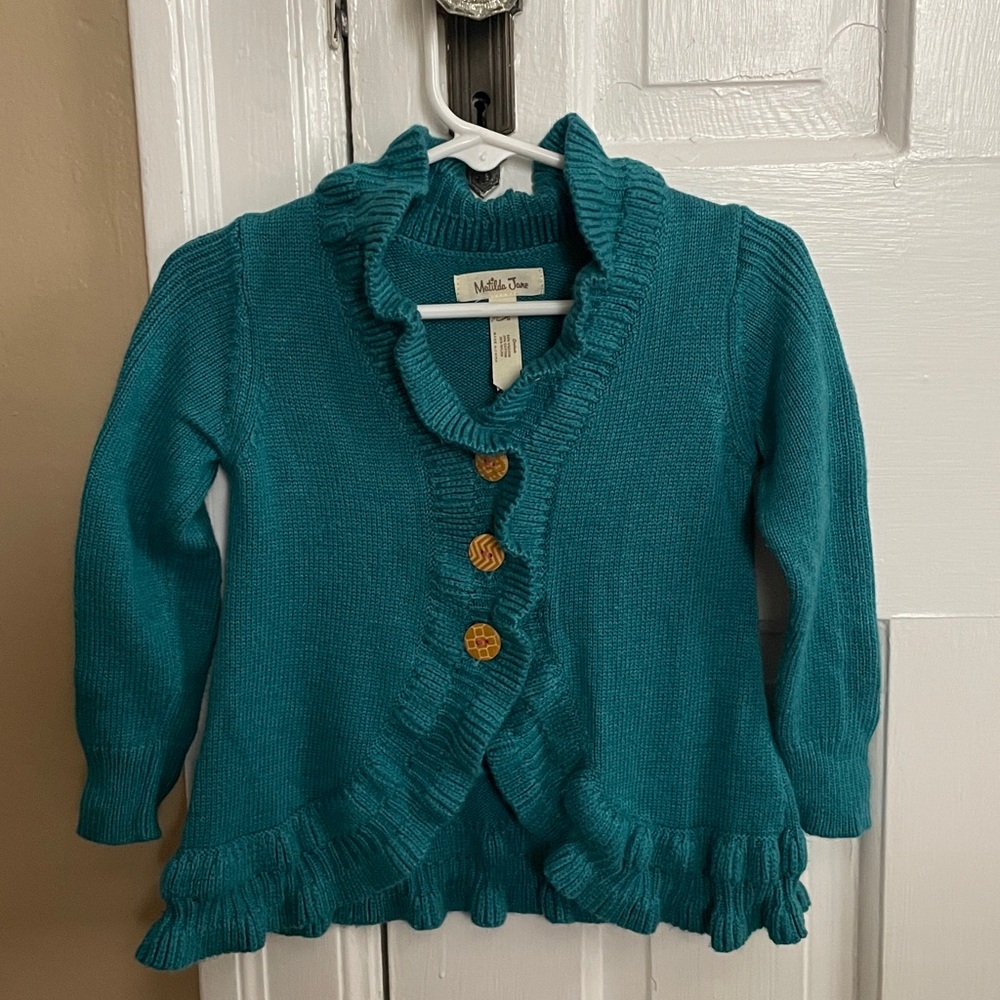Matilda Jane Teal Ruffle Cardigan